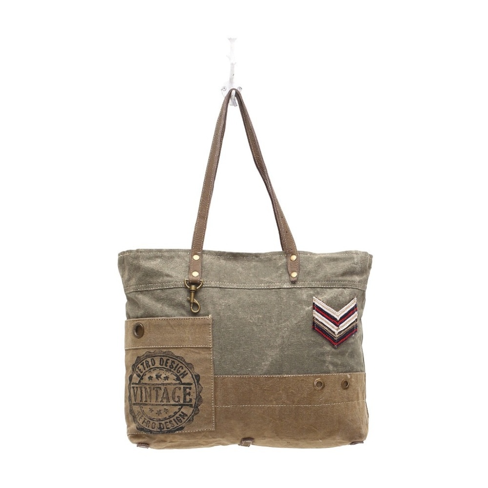 MILITARY BADGE CANVAS TOTE BAG